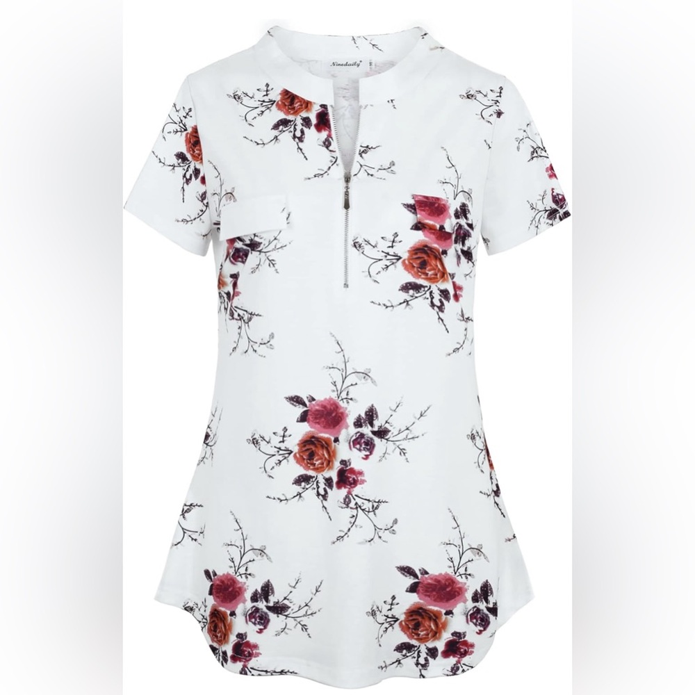 Coastal Cowgirl Blouse Sz M Romantic Floral Rose Print Cottage Core Fairy